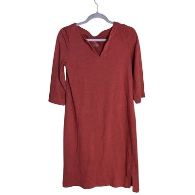 J Peterman  Women Cotton 3/4 sleeve Tunic Pullover Dress Sz. XS Rust Orange EUC  - Image 1 of 4