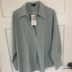 Damen Prettywear V-Ausschnitt Bluse in wunderschönem grünlich-blau türkisfarben Größe L neu mit Etikett - Bild 1 von 16