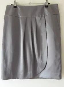 Jasper Conran ~ Womens Size 12 Grey Skirt Lined Pleated Side Zip - Picture 1 of 8
