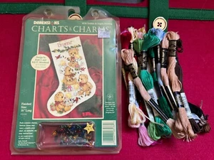 Teddies & Angels Stocking Dimensions Charts & Charms PLUS 28 skeins DMC floss - Picture 1 of 3