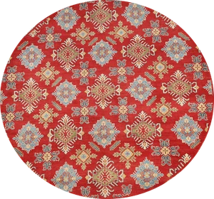 Geometric Kazak Round Rug Traditional Art Rich Colors, Cultural Heritage 7x7 ft. - Picture 1 of 19