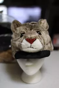 COUGAR HAT plush ADULT puma wildcat Costume FAN cap mascot Halloween stuffed toy - Picture 1 of 6