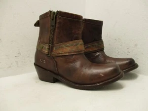 Bed Stu Brown Womens Ankle Boots 1698 Sz 7 Bench Made Double Zip Adjustable - Picture 1 of 11