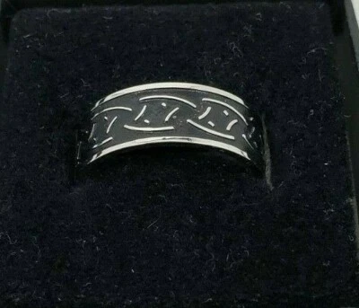 Anillo de filigrana de acero inoxidable anillo negro estilo victoriano alianza de boda para hombre 10 Foto 1 de 4