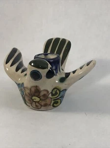 Vaso portacandele uccellino in ceramica artistica Messico dipinto a mano 3,5 pollici Vintage - Foto 1 di 14