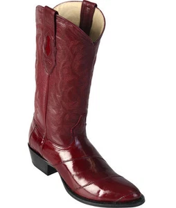 LOS ALTOS MEN BURGUNDY GENUINE EEL ROUND TOE WESTERN COWBOY BOOT D WIDTH - Picture 1 of 3