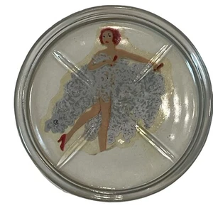 Posavasos de vidrio alrededor de los años 50, chica bailarina escocesa bandeja vintage atrapa todo pinup - Imagen 1 de 7