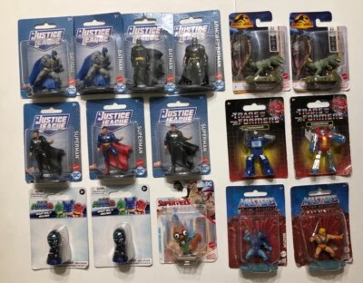 MICRO TOY FIGURE LOT OF (16) JUSTICE LEAGUE TRANSFORMERS CAKE TOPPER 2” SEALED - Image 1 of 4