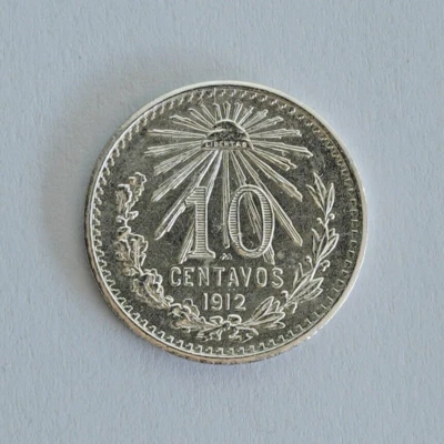MEXICO ESTADOS UNIDOS 1912  10 CENTAVOS Mexican Silver MONEY COIN UNCIRCULATED - Image 1 of 2