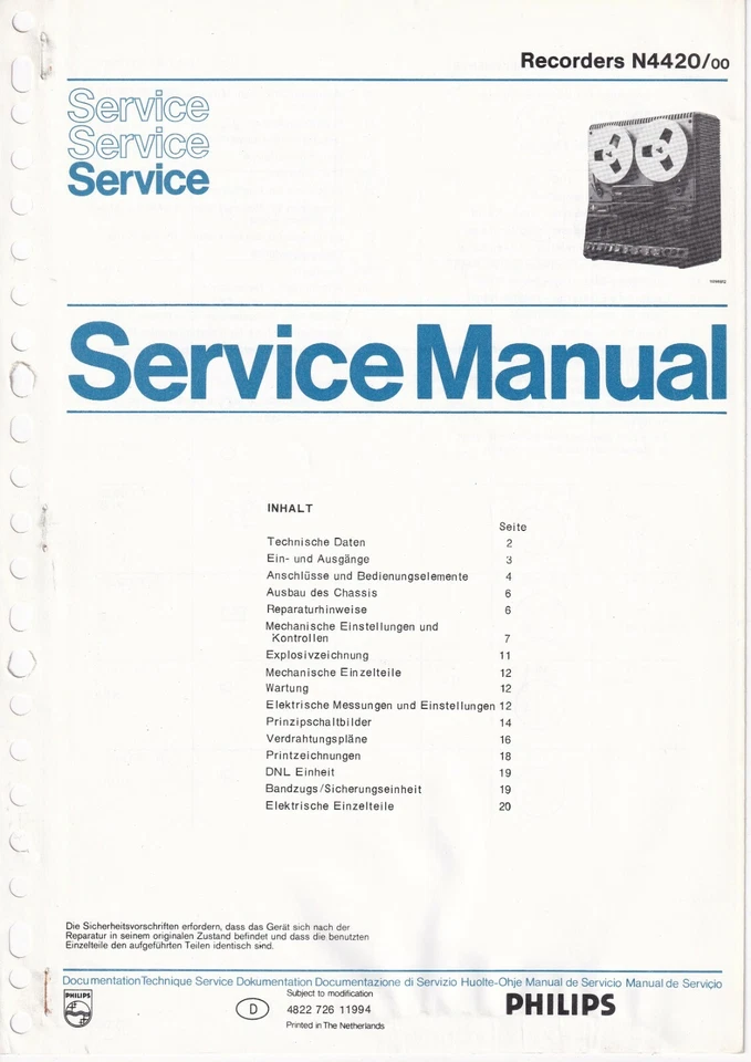 Manuale Di Servizio Per Philips N 4420 - Immagine 1 di 1