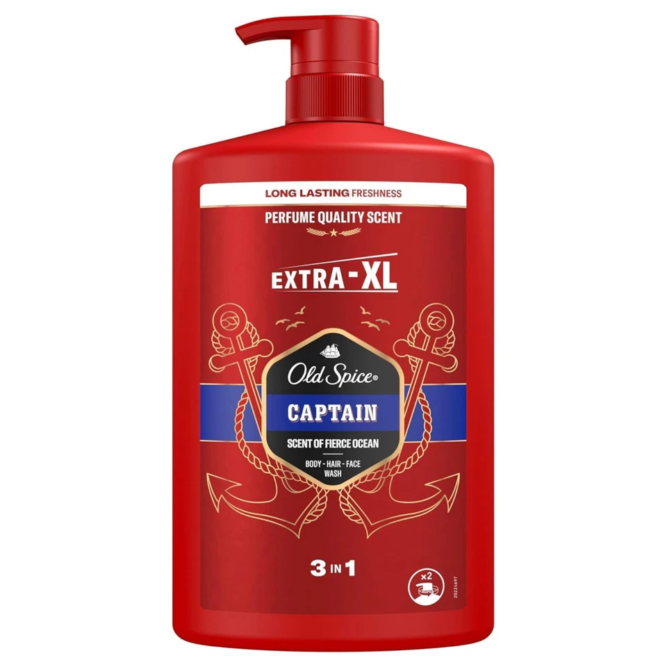 Old Spice Captain 3-in-1 Shower Gel & Shampoo for Men, 1L, Long-Lasting Fresh - Bild 1 von 4