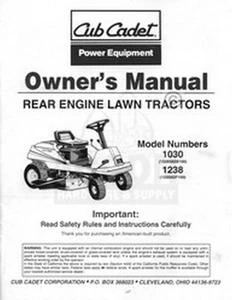 INTERNATIONAL CUB CADET 1030 1238 Owner Operator Manual - Picture 1 of 1