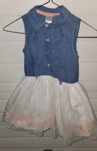 Cute GIrls Little Lass Size 5 Sleeveless Dress Tropical Palm Flamingos Heart But - Picture 1 of 6