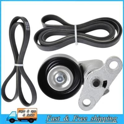 A/C Serpentine Tensioner 90K-38159 & Drive Belt For Chevy Silverado GMC Savana - Image 1 of 4