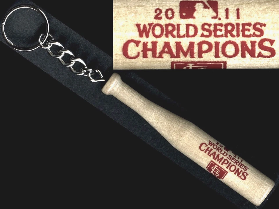 ST. LOUIS CARDINALS 2011 WORLD SERIES CHAMPIONS~NEW KEY-CHAIN w/MINI WOODEN BAT - Image 1 of 1