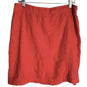 Tommy Bahama Falda de Lino para Mujer 10 Coral Floral Bordado Cremallera Lateral Playa - Imagen 1 de 5