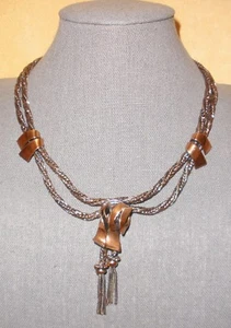 Western Inspired Rope & Tassel Copper Necklace by Julio Marsella - Picture 1 of 8