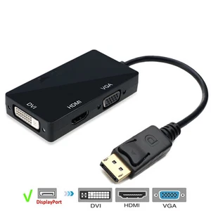 3 in 1 DisplayPort DP To HDMI DVI VGA Adapter 1080P Display Port For Projector - Picture 1 of 10
