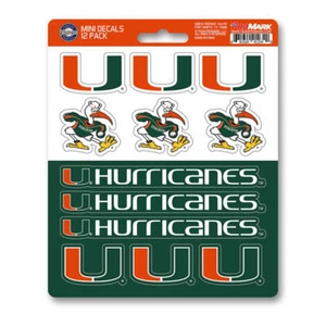 University Of Miami Hurricanes - Set Of 12 Sticker Sheet - Picture 1 of 1
