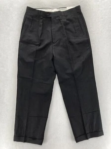 Brandini Le Collezioni Linen Trouser Dress Pants Mens 36x30 Black Pleated Cuffed - Picture 1 of 12
