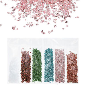 6 Colorful Crushed Glass Irregular Sequins, Multicolor Metallic Chunky Glitters
