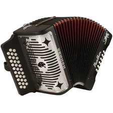 Hohner Panther 31-Key Diatonic Accordion Keys of F Bb Eb Black Laquer +Picks