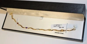 Echt Stein-18KT Gold über Sterling Silber Armband, Neu mit Etikett-SCHÖNES GESCHENK - Bild 1 von 12
