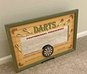 Vtg 17x27" Cedar Point Country Club Wood Wall Darts Board Mirror Man Cave - Picture 1 of 16