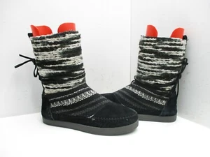 Toms Nepal Black Suede Leather Mid Calf Winter Comfort Boots Womens Size 8 - Picture 1 of 8