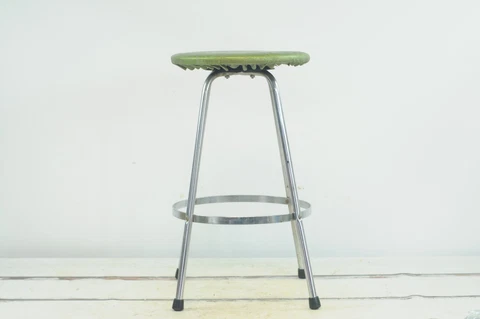 Vintage Stool Comfort Lines Chrome and Green Vinyl Swivel Bar Stool Kitchen Stoo Cover