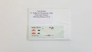 FORD ZODIAC 27 RALLYE DE MONTECARLO 1958 NELLEMANN #112 DECALS 1/43 N/ ARENA - Picture 1 of 2