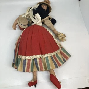 Muñeca de tela española vintage mujer mexicana niña 11 pulgadas - Imagen 1 de 11