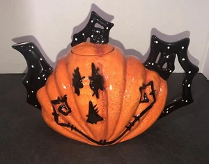 Blue Sky Clayworks Funny Stitched Pumpkin Teapot NEW Auth Retailer 2022 - Picture 1 of 9