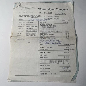 Factura de concesionario de autos vintage/recibo de venta - Ford Cobra 1969 2 puertas - Imagen 1 de 3