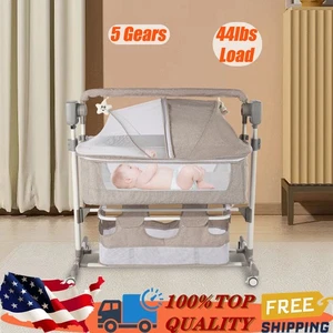 Adjustable Smart Baby Bassinet Height Bedside Music Cradle Baby Bed Crib 20kg US - Picture 1 of 22