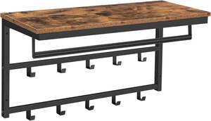 HOOBRO Wandgarderobe Mit Ablage, Wandregal Mit 10 Haken Und Stangen, Wandmontier - Bild 1 von 12