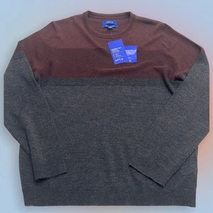 APT. 9 Men’s Medium Burgundy Gray Lightweight Merino Wool Crew Sweater - Picture 1 of 3