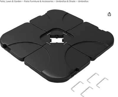 Juego de 4 piezas de placa base cuadrada con soporte para paraguas de patio desplazado voladizo rellenable Foto 1 de 3