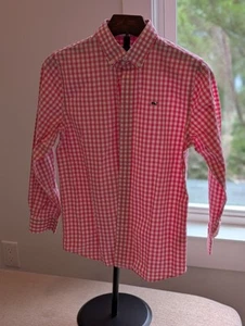 Vineyard Vines Button Front Shirt Pink Mini Gingham Checks Whale logo boys M - Picture 1 of 6