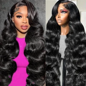 28 Inch Body Wave Lace Front Wigs Human Hair Pre Plucked 13x4 HD Lace Frontal... - Picture 1 of 7