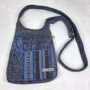 Isabellas Journey Tapestry Crossbody Shoulder Bag Purse Adjustable Blue Brown - Picture 1 of 10