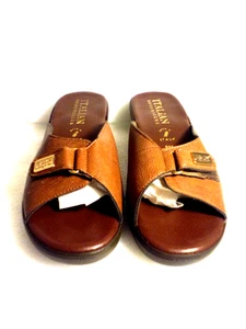 Sandali comodi calzolai italiani in pelle marrone punta aperta misura 9M - Foto 1 di 8