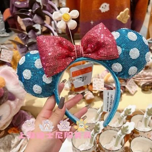Disney Parks Polka Dot Sequins Bow Sun Flower Minnie Mickey Ears Headband US - Picture 1 of 10