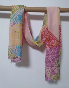 100% wool scarf women neckerchief Shawl wrap large pink red blue purple W151 - Picture 1 of 4