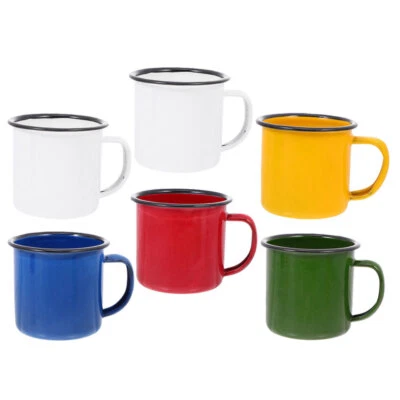 6Pcs Enamel Water Cups Enamel Mugs Water Glasses Thick Coffee Milk Mugs - Image 1 of 4