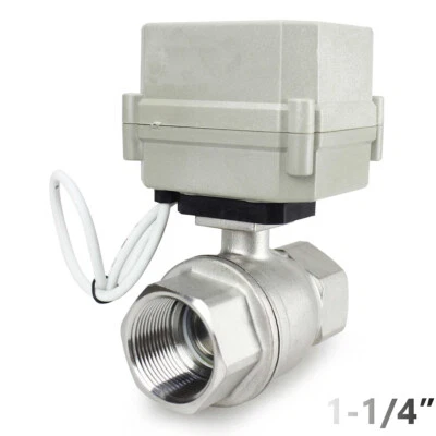 1-1/4" Stainless Steel Motorized Electric Ball Valve 110V 120V-220VAC 2 Wire N/C - Image 1 of 4