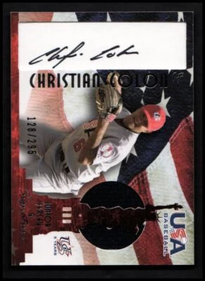 2006-07 USA Baseball Signatures Jersey Black #33 Christian Colon Auto Jersey/295 - Image 1 of 2