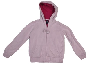 Gap Kids girls pinkish purple fleece lined zip cardigan pompom size 10 L vintage - Picture 1 of 10