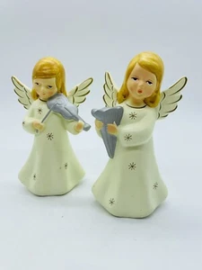 Vintage Paper Plaster Angels with Instruments Figurines Made in Japan MY - Picture 1 of 8