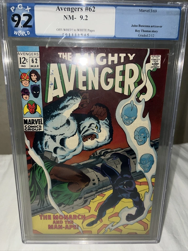 Avengers #62 PGX 9.2  1st Appearance Man-Ape! Black Panther! Marvel 1969 - Image 1 of 4